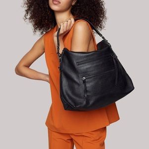 Botkier Chelsea Bucket hobo shoulder bag with crossbody strap - Black/gunmetal